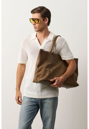 Polo Manga Corta Tejida Para Hombre Dunas Polo Manga Corta Tejida Para Hombre Dunas Crema XXL VÉLEZ