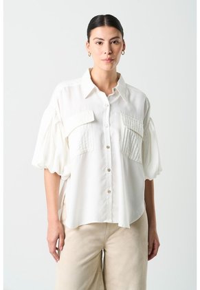 Camisa Galera Para Mujer Manga Abombada Camisa Galera Para Mujer Manga Abombada Blanco S VÉLEZ