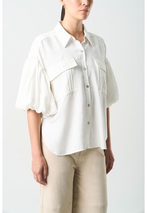 Camisa Galera Para Mujer Manga Abombada Camisa Galera Para Mujer Manga Abombada Blanco S VÉLEZ