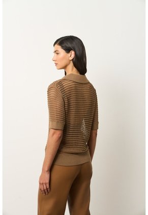 Polo Tejida Lascar Para Mujer Fit Holgado Polo Tejida Lascar Para Mujer Fit Holgado Miel XL VÉLEZ