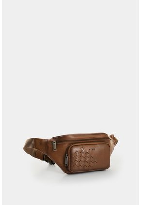 Riñonera Mini De Cuero Con Detalle Tejido Para Hombre Brunet 2.0 Riñonera Mini De Cuero Con Detalle Tejido Para Hombre Brunet 2.0 Miel VÉLEZ