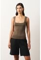 Top Alisa Tejido Para Mujer Escote Cuadrado Top Alisa Tejido Para Mujer Escote Cuadrado Tabaco XL VÉLEZ de Vélez