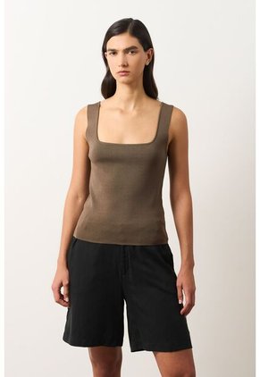 Top Alisa Tejido Para Mujer Escote Cuadrado Top Alisa Tejido Para Mujer Escote Cuadrado Tabaco XL VÉLEZ