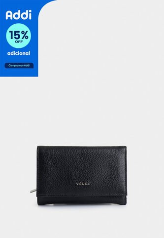 Billetera Real De Cuero Para Mujer Con Monedero Billetera Real De Cuero Para Mujer Con Monedero Negro VÉLEZ Vélez