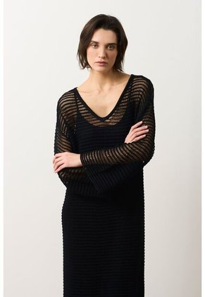 Vestido Maxi Tejido Ica Para Mujer Vestido Maxi Tejido Ica Para Mujer Negro 12 VÉLEZ