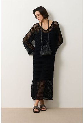 Vestido Maxi Tejido Ica Para Mujer Vestido Maxi Tejido Ica Para Mujer Negro 12 VÉLEZ