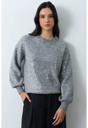 Sweater Tejido Oversized Para Mujer Nácar Sweater Tejido Oversized Para Mujer Nácar Gris S VÉLEZ
