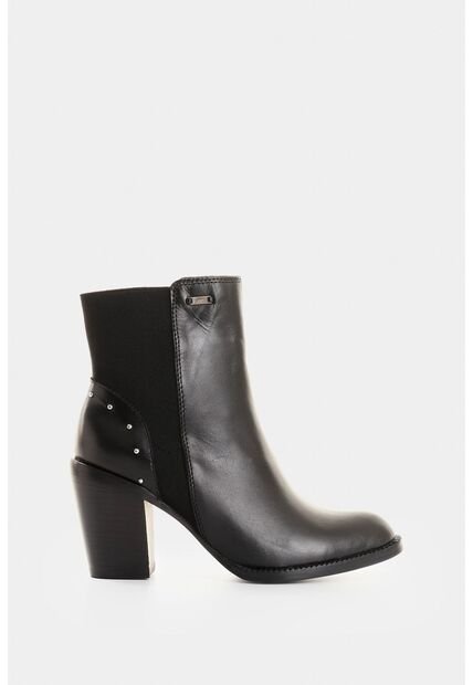 Botines De Cuero Para Mujer Pearl Botines De Cuero Para Mujer Pearl Negro 39 VÉLEZ