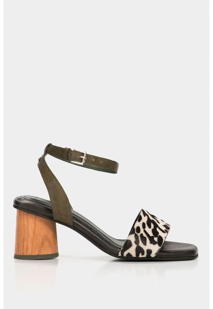 Sandalia Tacón Gerakas De Cuero Para Mujer Pelo Y Tacón Estilizado Blanco