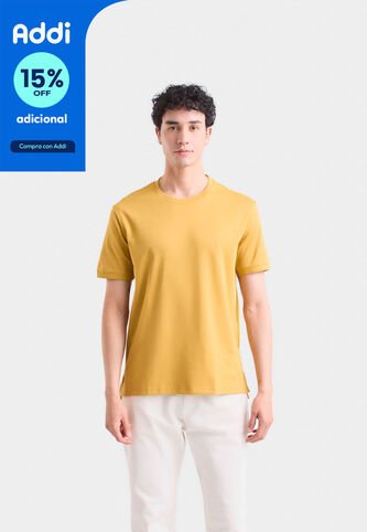 Camiseta Micropima Arizona Para Hombre Semi Ajustada Camiseta Micropima Arizona Para Hombre Semi Ajustada Mostaza M VÉLEZ Vélez