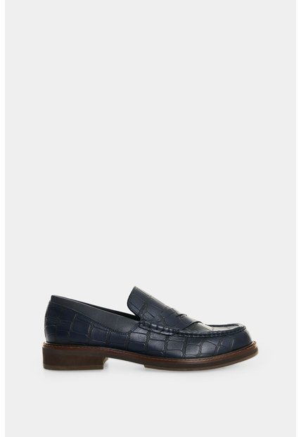 Mocasines En Cuero Croco Para Mujer Mocasines En Cuero Croco Para Mujer Azul Oscuro 38 VÉLEZ
