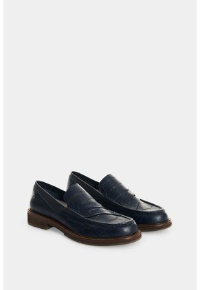Mocasines En Cuero Croco Para Mujer Mocasines En Cuero Croco Para Mujer Azul Oscuro 38 VÉLEZ