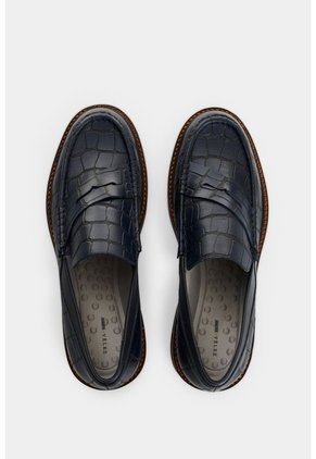 Mocasines En Cuero Croco Para Mujer Mocasines En Cuero Croco Para Mujer Azul Oscuro 38 VÉLEZ