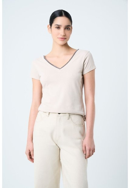 Camiseta Básica Para Mujer Millaré Metálico Decorativo Camiseta Básica Para Mujer Millaré Metálico Decorativo Arena S VÉLEZ