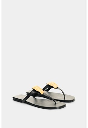 Sandalia Plana En Cuero Para Mujer Terral Sandalia Plana En Cuero Para Mujer Terral Negro 36 VÉLEZ
