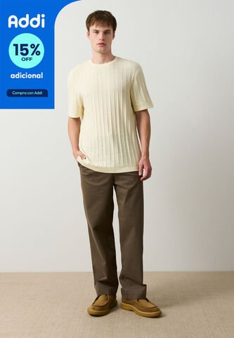 Camiseta Manga Corta Tejida Para Hombre Lumma Camiseta Manga Corta Tejida Para Hombre Lumma Crema L VÉLEZ Vélez