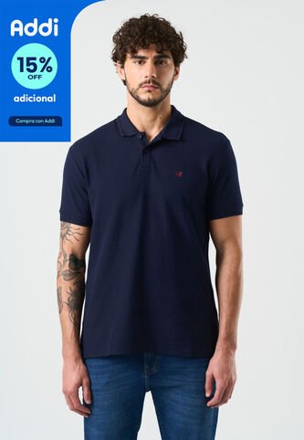 Polo Manga Corta Essential Para Hombre Textura Polo Manga Corta Essential Para Hombre Textura Azul Oscuro XXL VÉLEZ Vélez