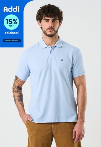 Polo Manga Corta Essential Para Hombre Textura Polo Manga Corta Essential Para Hombre Textura Azul Claro XXL VÉLEZ Vélez
