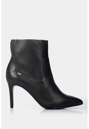 Botines Tacón De Cuero Liso