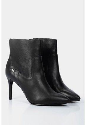 Botines Tacón De Cuero Liso