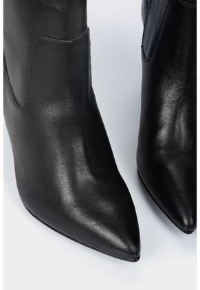 Botines Tacón De Cuero Liso