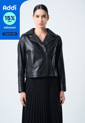 Chaqueta Lyra De Cuero Para Mujer Biker Flecos Chaqueta Lyra De Cuero Para Mujer Biker Flecos Negro S VÉLEZ Vélez
