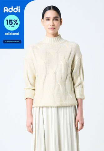 Sweater Rock En Tejido Rectilíneo Para Mujer Efecto Metalizado Sweater Rock En Tejido Rectilíneo Para Mujer Efecto Metalizado Dorado M VÉLEZ Vélez