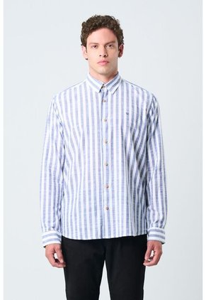 Camisa Elina Para Hombre Estampado A Rayas Camisa Elina Para Hombre Estampado A Rayas Azul Oscuro S VÉLEZ