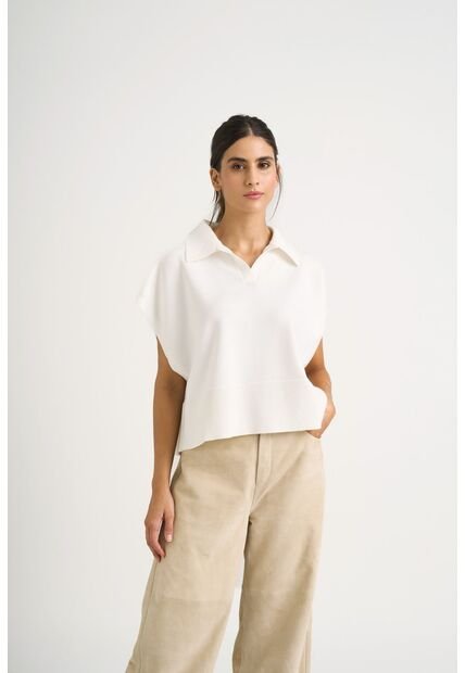 Polo Bora Tejida Para Mujer Silueta Boxy Polo Bora Tejida Para Mujer Silueta Boxy Crema XS VÉLEZ