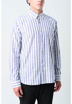 Camisa Elina Para Hombre Estampado A Rayas Camisa Elina Para Hombre Estampado A Rayas Azul Oscuro S VÉLEZ