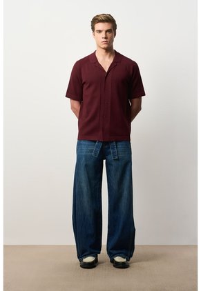 Camisa Manga Corta Tejida Para Hombre Lumbre Camisa Manga Corta Tejida Para Hombre Lumbre Vinotinto S VÉLEZ