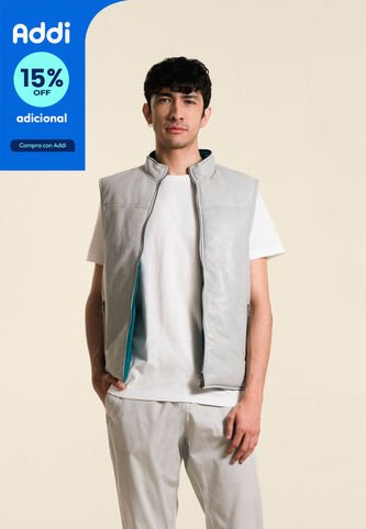 Chaleco Doble Faz Acolchado Para Hombre En Poliéster Y Cuero Chaleco Doble Faz Acolchado Para Hombre En Poliéster Y Cuero Azul Aguamarina S VÉLEZ Vélez