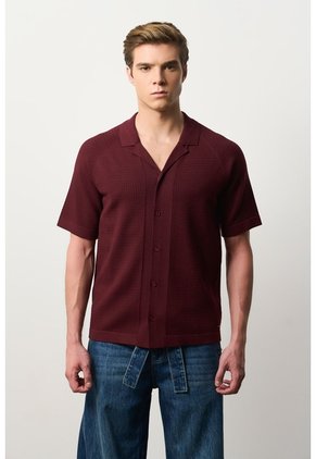 Camisa Manga Corta Tejida Para Hombre Lumbre Camisa Manga Corta Tejida Para Hombre Lumbre Vinotinto S VÉLEZ