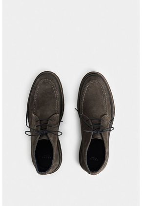 Zapatos Cordón De Cuero Gamuza Para Hombre Costura Contraste Zapatos Cordón De Cuero Gamuza Para Hombre Costura Contraste Gris Pistola 42 VÉLEZ