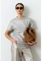 Camiseta Manga Corta Tejida Para Mujer Aura Camiseta Manga Corta Tejida Para Mujer Aura Plata M VÉLEZ de Vélez