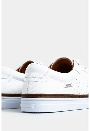 Tenis Planos De Cuero Contraste Tenis Planos De Cuero Contraste Blanco 39 VÉLEZ