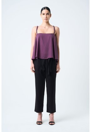 Camisa Con Cargaderas En Cuero Y Millaré Trenzado Para Mujer Canes Camisa Con Cargaderas En Cuero Y Millaré Trenzado Para Mujer Canes Mora L VÉLEZ