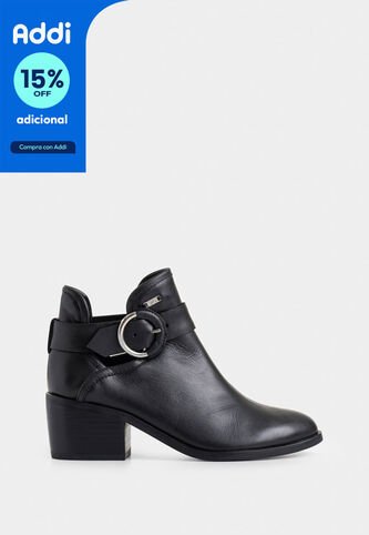 Botines Tacón Campina De Cuero Hebilla Negro Botines Tacón Campina De Cuero Hebilla Negro 35 VÉLEZ Vélez