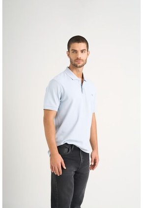 Polo Para Hombre Semi Fit Detalle Jacquard Polo Para Hombre Semi Fit Detalle Jacquard Azul Claro M VÉLEZ