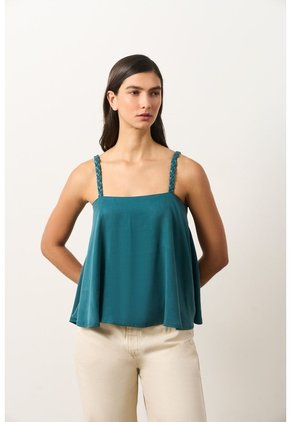 Camisa Con Cargaderas En Cuero Y Millaré Trenzado Para Mujer Canes Camisa Con Cargaderas En Cuero Y Millaré Trenzado Para Mujer Canes Azul Aguamarina XL VÉLEZ