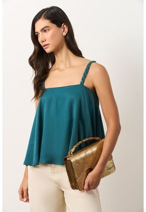 Camisa Con Cargaderas En Cuero Y Millaré Trenzado Para Mujer Canes Camisa Con Cargaderas En Cuero Y Millaré Trenzado Para Mujer Canes Azul Aguamarina XL VÉLEZ