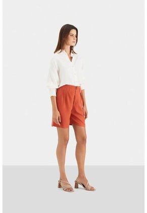 Short Tiro Alto Para Mujer Tejido Plano Short Tiro Alto Para Mujer Tejido Plano Naranja 05 Vélez
