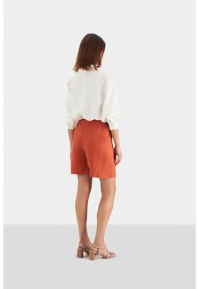 Short Tiro Alto Para Mujer Tejido Plano Short Tiro Alto Para Mujer Tejido Plano Naranja 05 Vélez