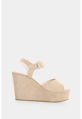 Sandalia Plataforma En Cuero Gamuzado Para Mujer Muna Sandalia Plataforma En Cuero Gamuzado Para Mujer Muna Crema 40 VÉLEZ Vélez