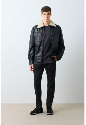 Chaqueta Oculto De Cuero Para Hombre Silueta Aviador Chaqueta Oculto De Cuero Para Hombre Silueta Aviador Negro XXL VÉLEZ Vélez