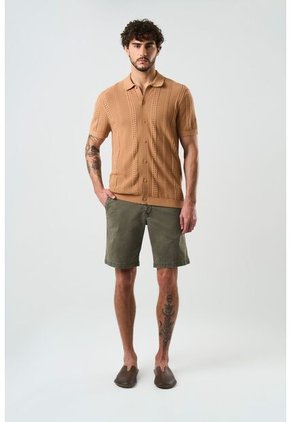 Camisa Manga Corta Tejida Para Hombre Luminia Camisa Manga Corta Tejida Para Hombre Luminia Cafe M VÉLEZ