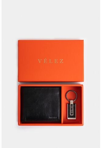 Kit Billetera Y Llavero Boyeros De Cuero Liso Negro Kit Billetera Y Llavero Boyeros De Cuero Liso Negro VÉLEZ Vélez