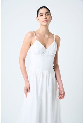 Vestido Midi Fugaz Para Mujer Silueta Globo Vestido Midi Fugaz Para Mujer Silueta Globo Blanco 10 VÉLEZ