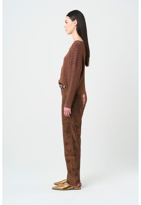 Pantalón Recto De Cuero Para Mujer Glass Pantalón Recto De Cuero Para Mujer Glass Bronce 10 VÉLEZ