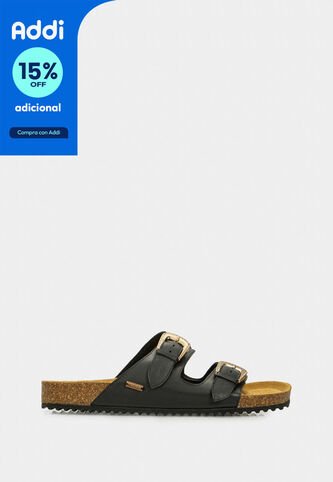 Sandalia Plana Pilos De Cuero Para Mujer Suela Corcho Sandalia Plana Pilos De Cuero Para Mujer Suela Corcho Negro 36 VÉLEZ Vélez